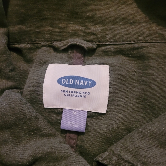Old Navy Olive Green Linen Blend Utility Jacket M - Picture 9 of 9